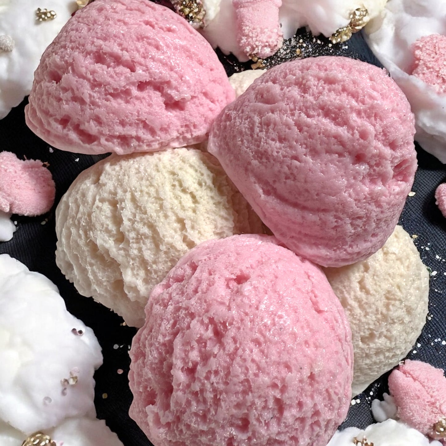🍦🍓🍨 Scoops of Joy : Strawberry & Vanilla Mini Soap Set