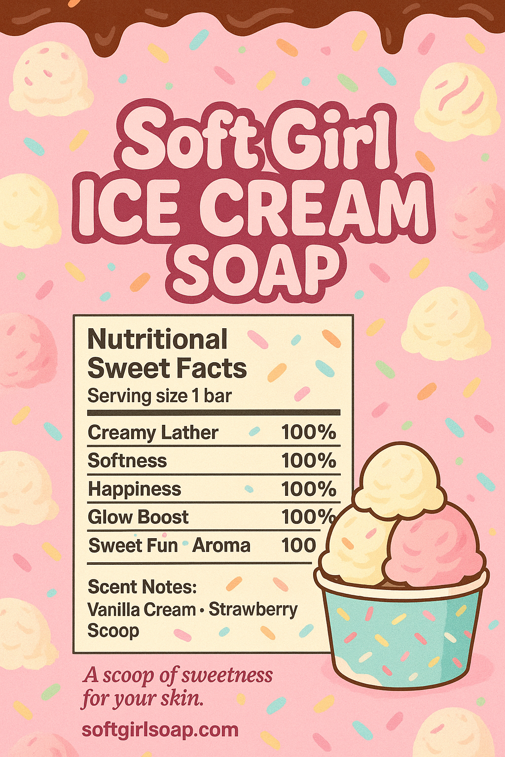 Strawberry Ice Cream soap 6pk🍓🍨