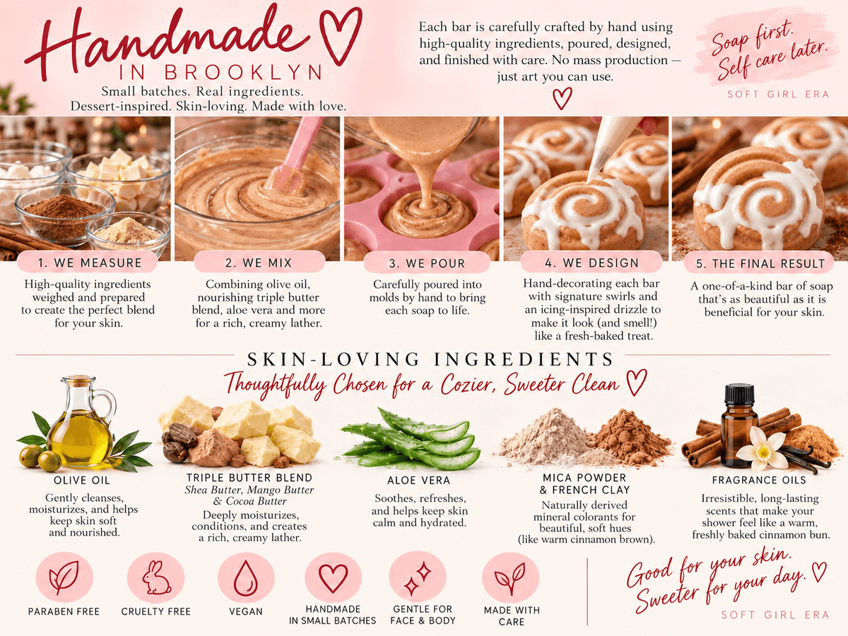 Handmade Cinnamon Bun Soap (Warm Cinnamon & Vanilla Scent ) - Soft Girl Era