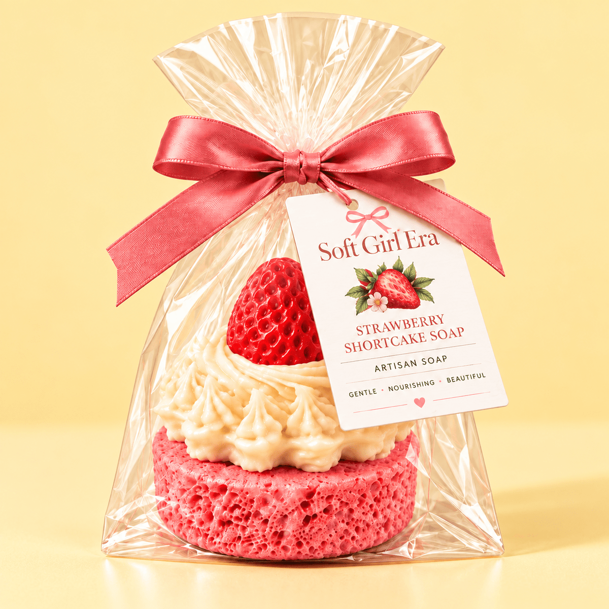 Handmade Strawberry Shortcake Soap With Strawberry Vanilla Scent - Soft Girl Era