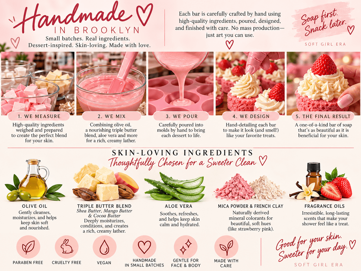 Handmade Strawberry Shortcake Soap With Strawberry Vanilla Scent - Soft Girl Era
