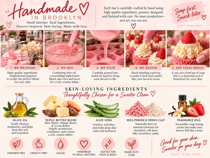 Handmade Strawberry Shortcake Soap With Strawberry Vanilla Scent - Soft Girl Era